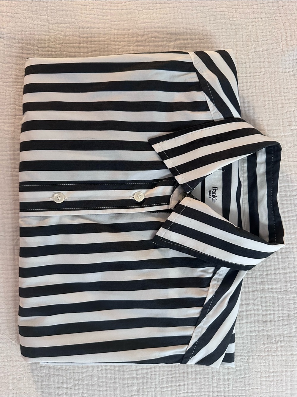 Frankie Shop - SYLVIA OXFORD SHIRT - BLACK/WHITE STRIPE Small - Picture 8 of 12
